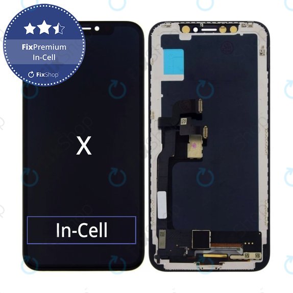 Kijelző In-Cell iPhone X, Érintőüveg kerettel, FixPremium