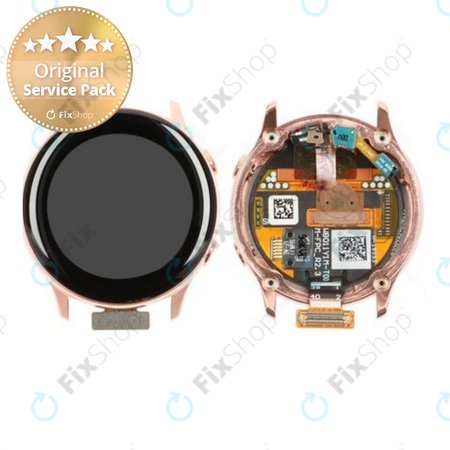 Samsung Galaxy Watch Active R500 - LCD Kijelző + Érintőüveg + Keret (Gold) - GH82-18797D Genuine Service Pack