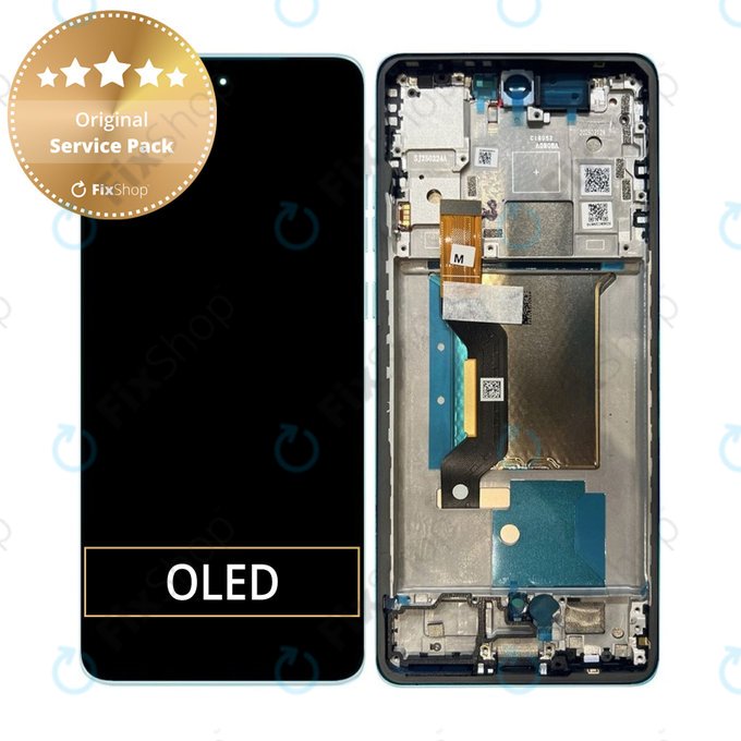 Motorola Edge 60 Fusion - LCD Kijelző + Érintőüveg + Keret (Amazonite) - 5D68C29879 Genuine Service Pack