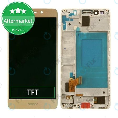 Huawei Honor 7 - LCD Kijelző + Érintőüveg + Keret (Gold) TFT