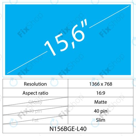 15.6 LCD Slim Matt 40 pin HD
