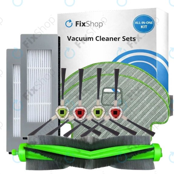 Pótalkatrész készlet iRobot Roomba Combo 1138, Ecovacs Deebot Ozmo 930 robotporszívóhoz (1x Főkefe, 2x Szűrők, 2 pár oldalkefe, 2x Felmosókendők)