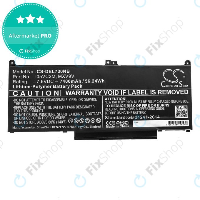 Akkumulátor Dell Latitude 13 7300, 14 7400, 7400mAh, Li-Pol, 7.6V, 05VC2M, HQ