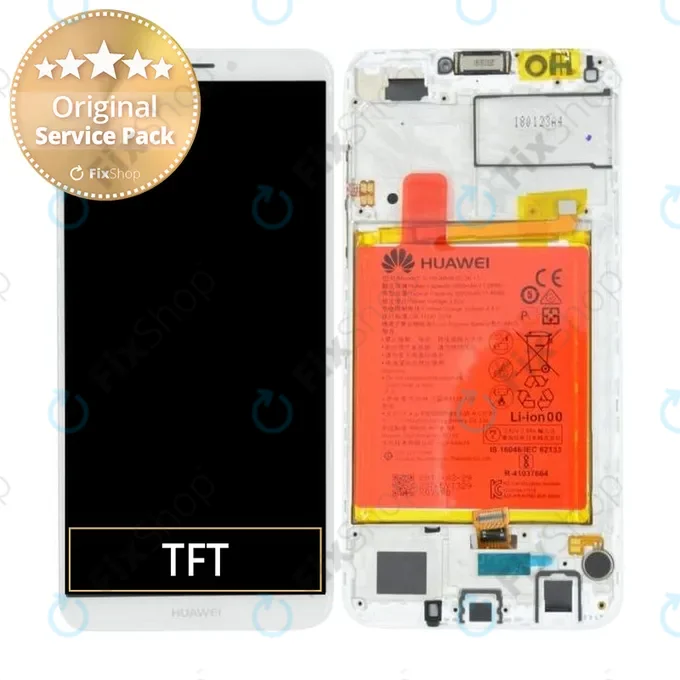 Huawei Y7 Prime (2018) - LCD Kijelző + Érintőüveg + Keret + Akkumulátor (White) - 02351USB