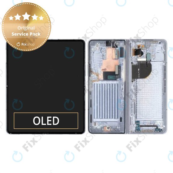 Samsung Galaxy Z Fold 5 F946B - LCD Kijelző + Érintőüveg + Keret (Icyblue) - GH82-31842C Genuine Service Pack