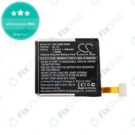 Akkumulátor LG W150, LG Watch Urbane, 400mAh, Li-Pol, 3.8V, BL-S3, HQ