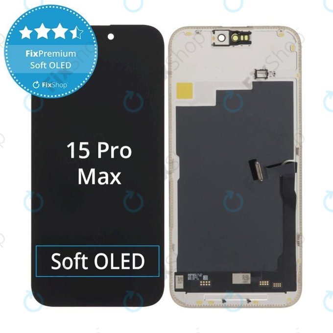 Kijelző Soft OLED iPhone 15 Pro Max - Érintőüveg + Keret, DIAGNOSTIC