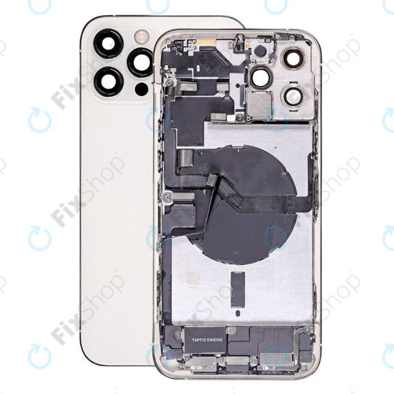 Apple iPhone 12 Pro Max - Hátsó Ház Apró Alkatrészekkel (Silver)