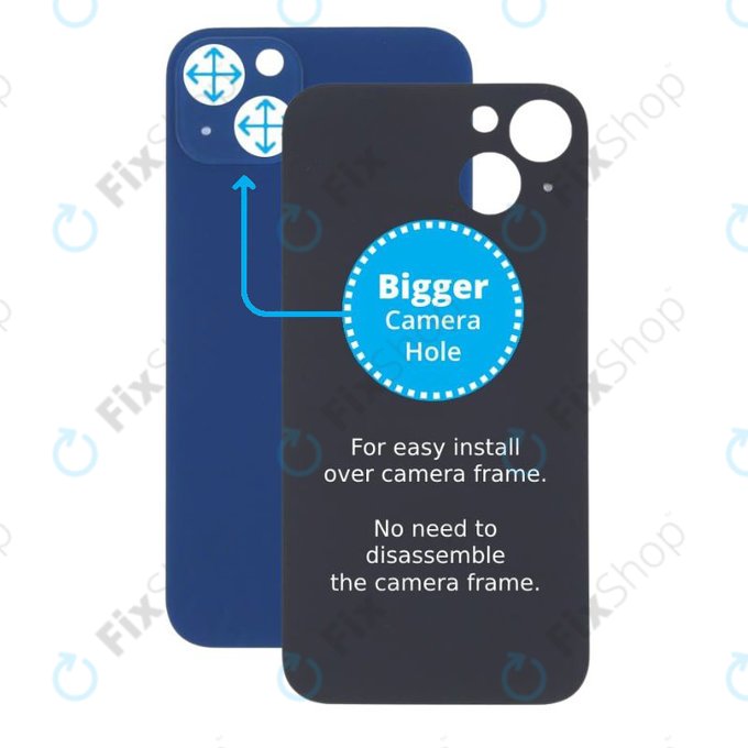 Apple iPhone 13 - Hátsó Ház Üveg Nagyobb Kamera Nyílással (Blue)