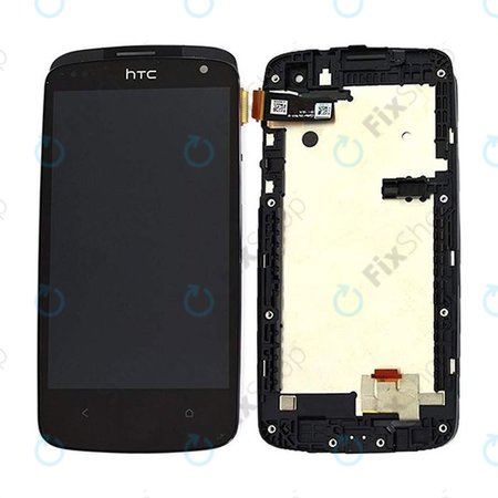 HTC Desire 500 - LCD Kijelző + Érintőüveg + Keret (Fekete) - 80H01613-00
