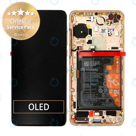 Huawei P40 - LCD Kijelző + Érintőüveg + Keret + Akkumulátor (Blush Gold) - 02353MFV Genuine Service Pack