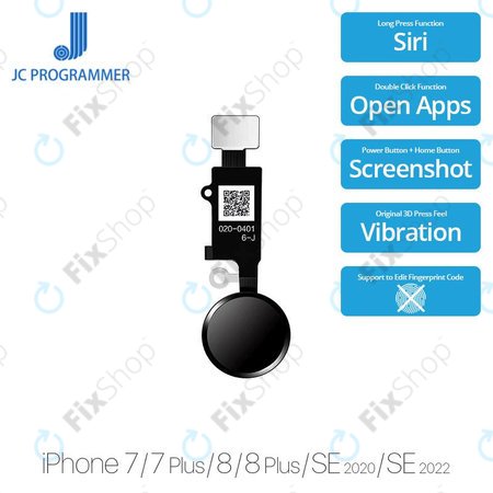 Apple iPhone 7, 7 Plus, 8, 8 Plus, SE (2020), SE (2022) - Kezdőlap Gomb JCID 7 Gen (Space Gray, Black)