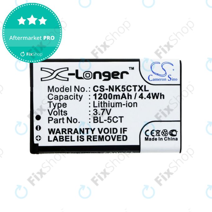 Akkumulátor Nokia 5220, 5630, 6303, 6700, C5, 1200mAh, Li-Ion, 3.7V, BL-5CT, HQ