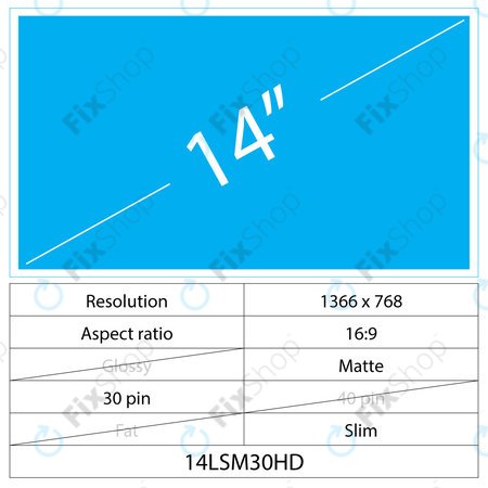 14 LCD Slim Matt 30 pin HD