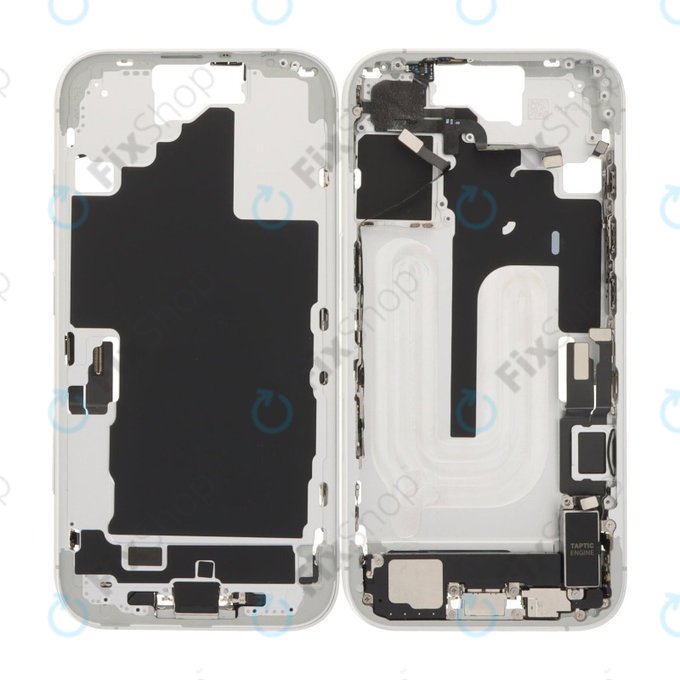 Apple iPhone 16 - Középső Keret + Bekapcsoló-, Hangerő- és Kamera Gombok (White)