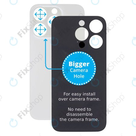 Apple iPhone 14 Pro - Hátsó Ház Üveg Nagyobb Kamera Nyílással (Silver)