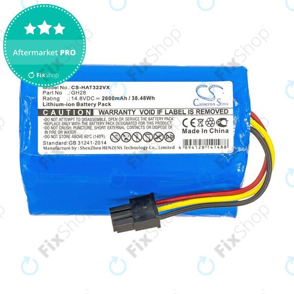 Akkumulátor Fomt R620c, Haier T322, J300s, Liectroux DH860, TCL S15, Tomefon, 2600mAh, Li-Ion, 14.8V, GH28, HQ