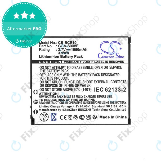 Akkumulátor Panasonic Lumix DMC, 1050mAh, Li-Ion, 3.7V, DMW-BCE10, HQ