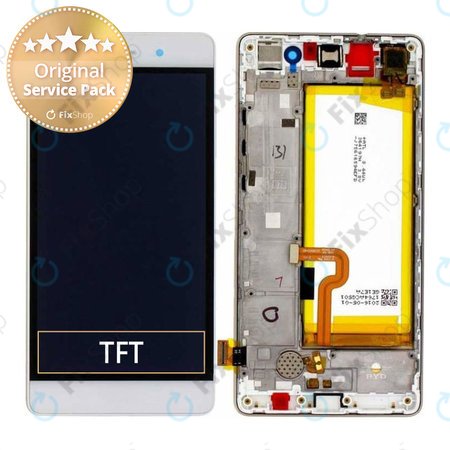 Huawei P8 Lite - LCD Kijelző + Érintőüveg + Keret + Akkumulátor (Fehér) - 02351LLA, 02350KCD, 02350KCE, 02350JVF