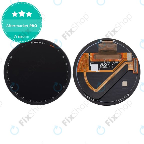OLED kijelző + érintőüveg keret nélkül (Black) Garmin Approach S70 47mm részére