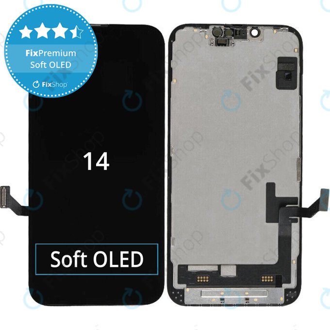 Kijelző Soft OLED iPhone 14 - Érintőüveg + Keret, DIAGNOSTIC