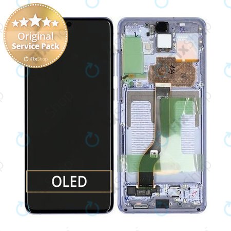 Samsung Galaxy S20 Plus G985F - LCD Kijelző + Érintőüveg + Keret (BTS Edition Purple) - GH82-22134K, GH82-22145K Genuine Service Pack