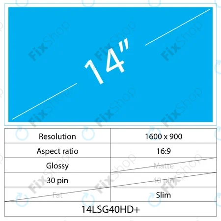 14 LCD Slim Fényes 40 pin HD+