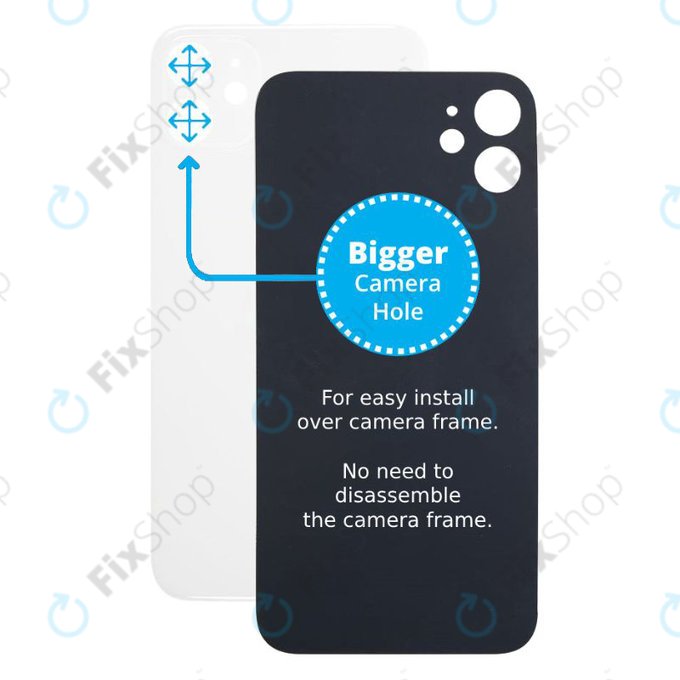 Apple iPhone 11 - Hátsó Ház Üveg Nagyobb Kamera Nyílással (White)