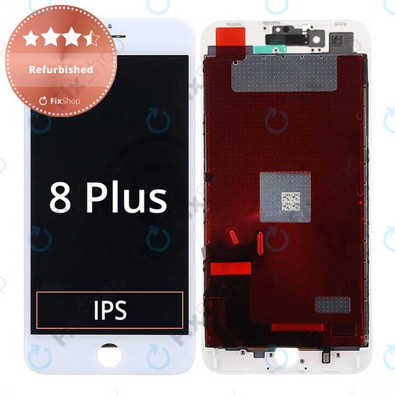 Kijelző iPhone 8 Plus, White, Érintőüveg kerettel, Refurbished