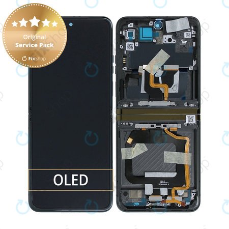 Motorola Razr 40 Ultra - LCD Kijelző + Érintőüveg + Keret (Infinite Black) - 5D68C22606 Genuine Service Pack