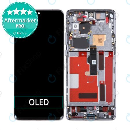 Huawei P50 Pro JAD-AL50 JAD-LX9 - LCD Kijelző + Érintőüveg + Keret (Golden Black) OLED