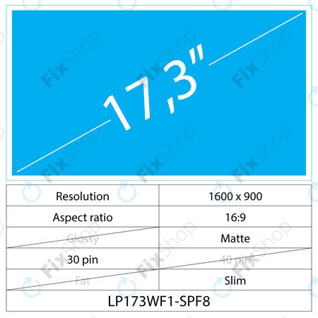 17.3 LCD Slim Matt 30 pin HD+