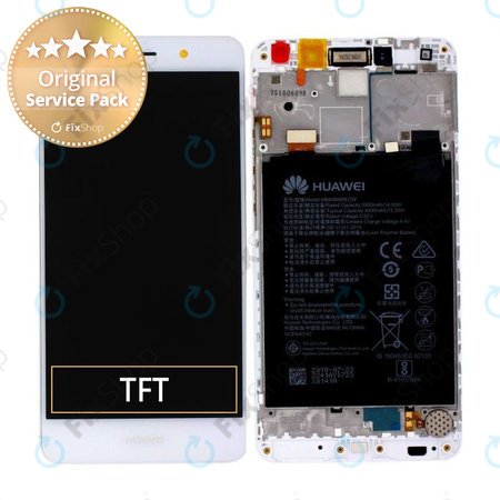 Huawei Y7 Dual - LCD Kijelző + Érintőüveg + Keret + Akkumulátor 4000mAh (Silver) - 02351GJV Genuine Service Pack