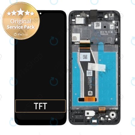 Motorola Moto E13 - LCD Kijelző + Érintőüveg + Keret (Cosmic Black) - 5D68C22340 Genuine Service Pack