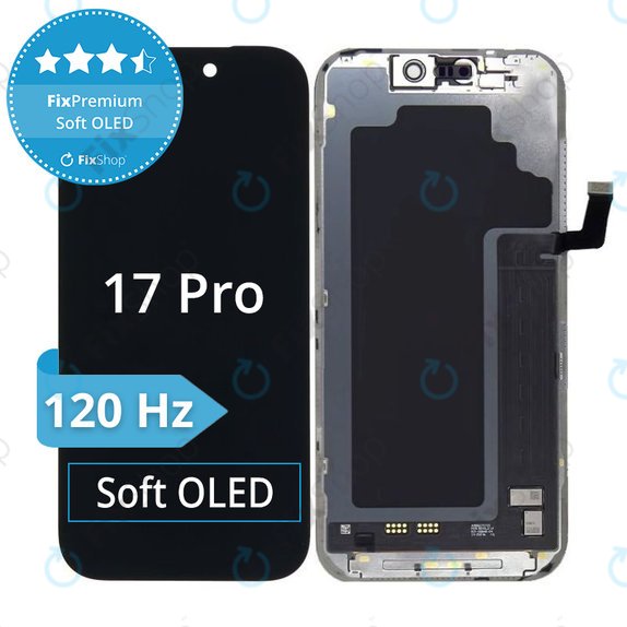 Kijelző Soft OLED 120Hz iPhone 17 Pro, Érintőüveg kerettel, FixPremium