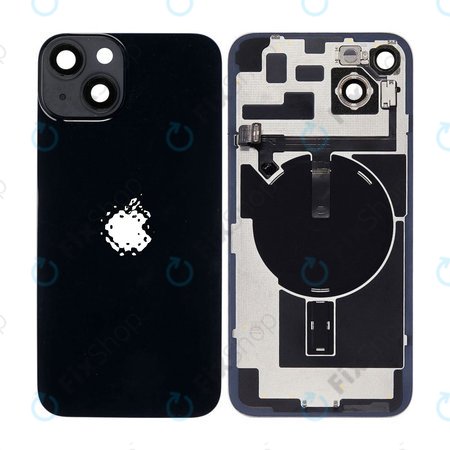 Apple iPhone 14 Plus - Hátsó üveg + Kamera lencse + Fémlemez + Magsafe mágnes (Midnight)