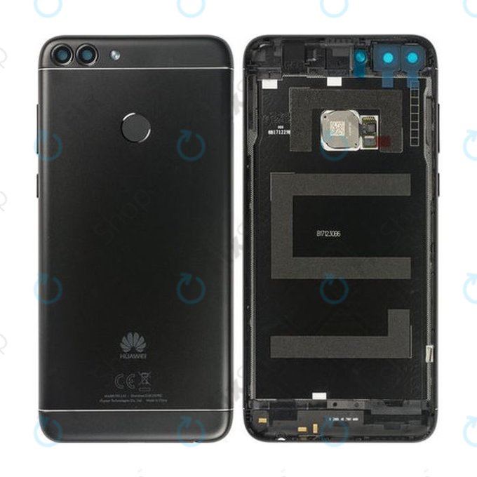 Huawei P Smart FIG-L31 - Akkumulátor Fedőlap + Ujjlenyomat Érzékelő (Fekete) - 02352NCC, 02351TEF Genuine Service Pack