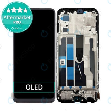 Oppo Reno 7 5G - LCD Kijelző + Érintőüveg + Keret (Stary Black) OLED