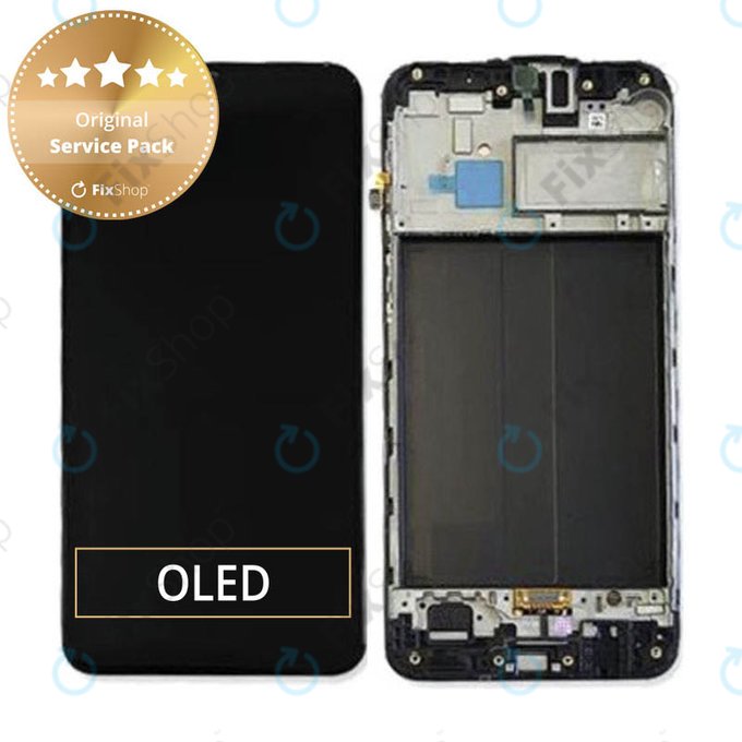 Samsung Galaxy M30 M305F - LCD Kijelző + Érintőüveg + Keret (Black) - GH82-19347A, GH82-20624A Genuine Service Pack