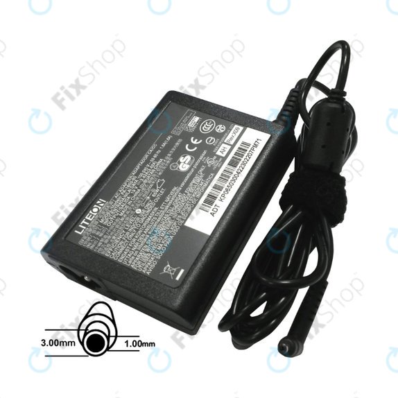 Töltő adapter, Acer, 77011089, 65W, 19V, Fekete, Genuine Service Pack