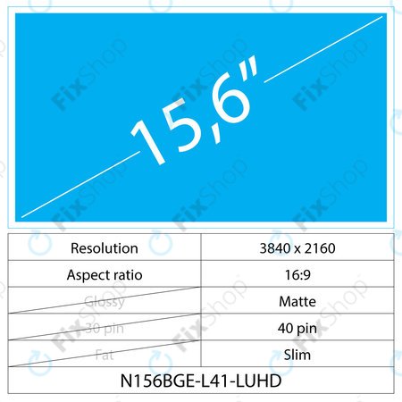 15.6 LCD Slim Matt 40 pin UHD