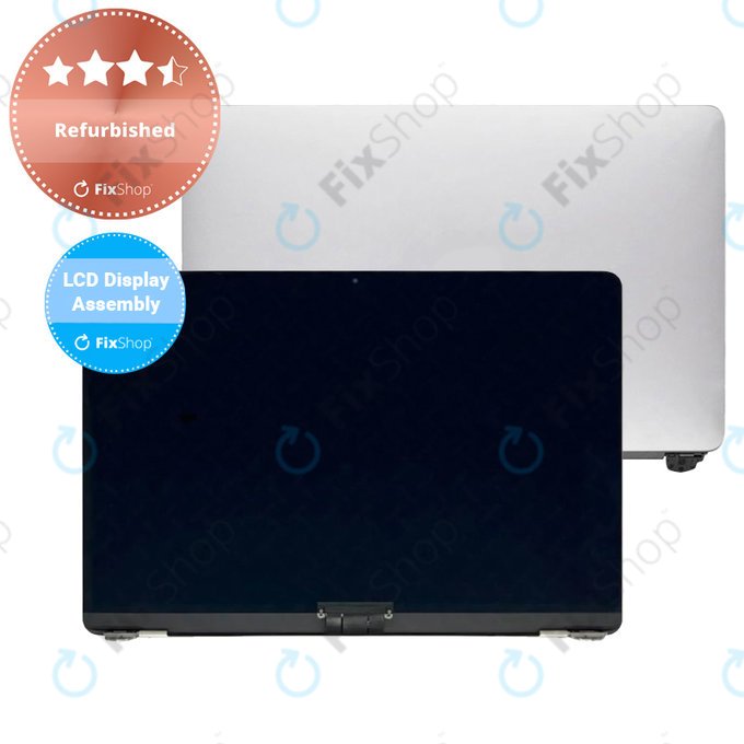 Apple MacBook Air 13" A1932 (2019), 13" A2179 (2020) - LCD Kijelző + Előlapi Üveg + Fedőlap (Silver) Refurbished