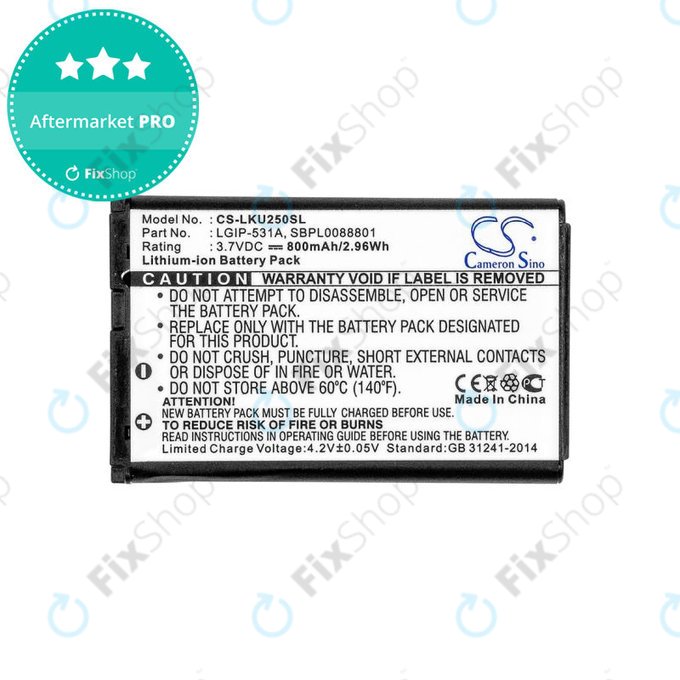 Akkumulátor LG T500, 800mAh, Li-Ion, 3.7V, LGIP-531A, HQ