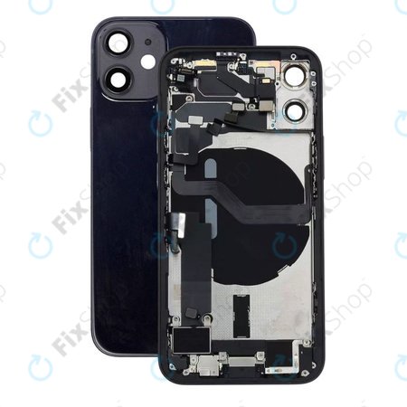 Apple iPhone 12 Mini - Hátsó Ház Apró Alkatrészekkel (Black)