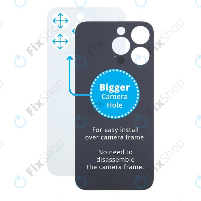 Apple iPhone 15 Pro Max - Hátsó Ház Üveg Nagyobb Kamera Nyílással (White Titanium)