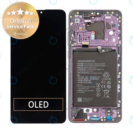 Huawei Mate 30 - LCD Kijelző + Érintőüveg + Keret + Akkumulátor (Cosmic Purple) - 02353EEK Genuine Service Pack