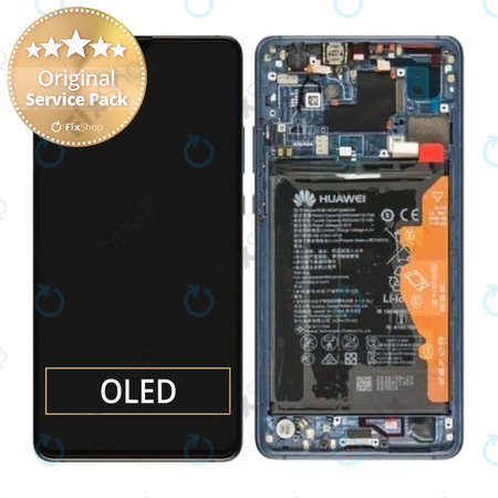 Huawei Mate 20 X - LCD Kijelző + Érintőüveg + Keret + Akkumulátor (Midnight Blue) - 02352GBD Genuine Service Pack