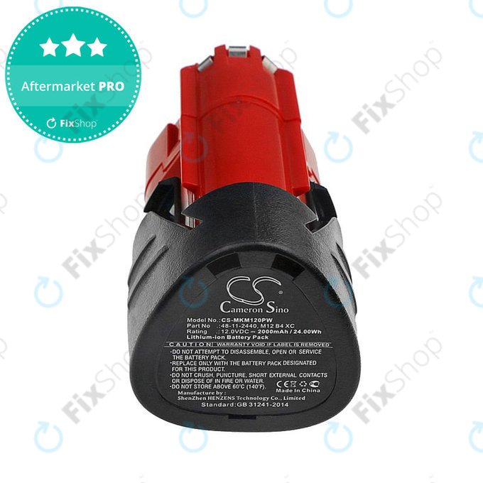 Akkumulátor Milwaukee C12, M12, 2000mAh, Li-Ion, 12V, 48-11-2440, HQ