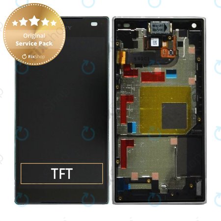 Sony Xperia Z5 Compact E5803 - LCD Kijelző + Érintőüveg + Keret (Graphite Black) - 1297-3728 Genuine Service Pack