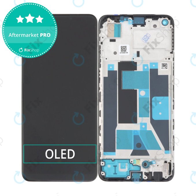 Realme 9 - LCD Kijelző + Érintőüveg + Keret (Meteor Black) OLED